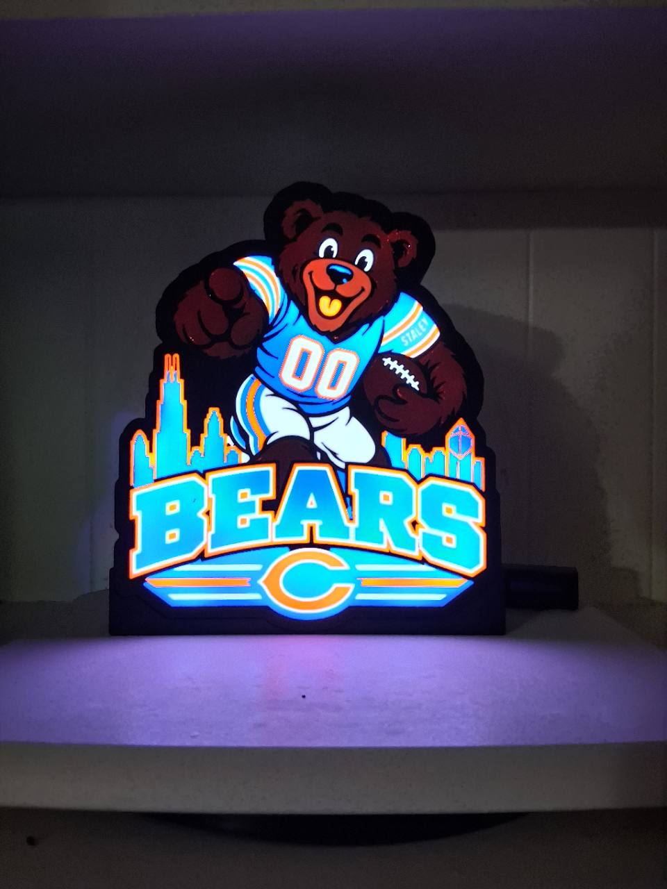 Staley Bears Mascot Fan LED Light Box Sign – custom 3D printed – Lit Layer Creations